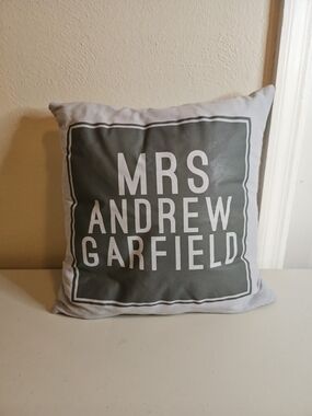 Mrs. Andrew Garfield Fan Custom Grey Pillow